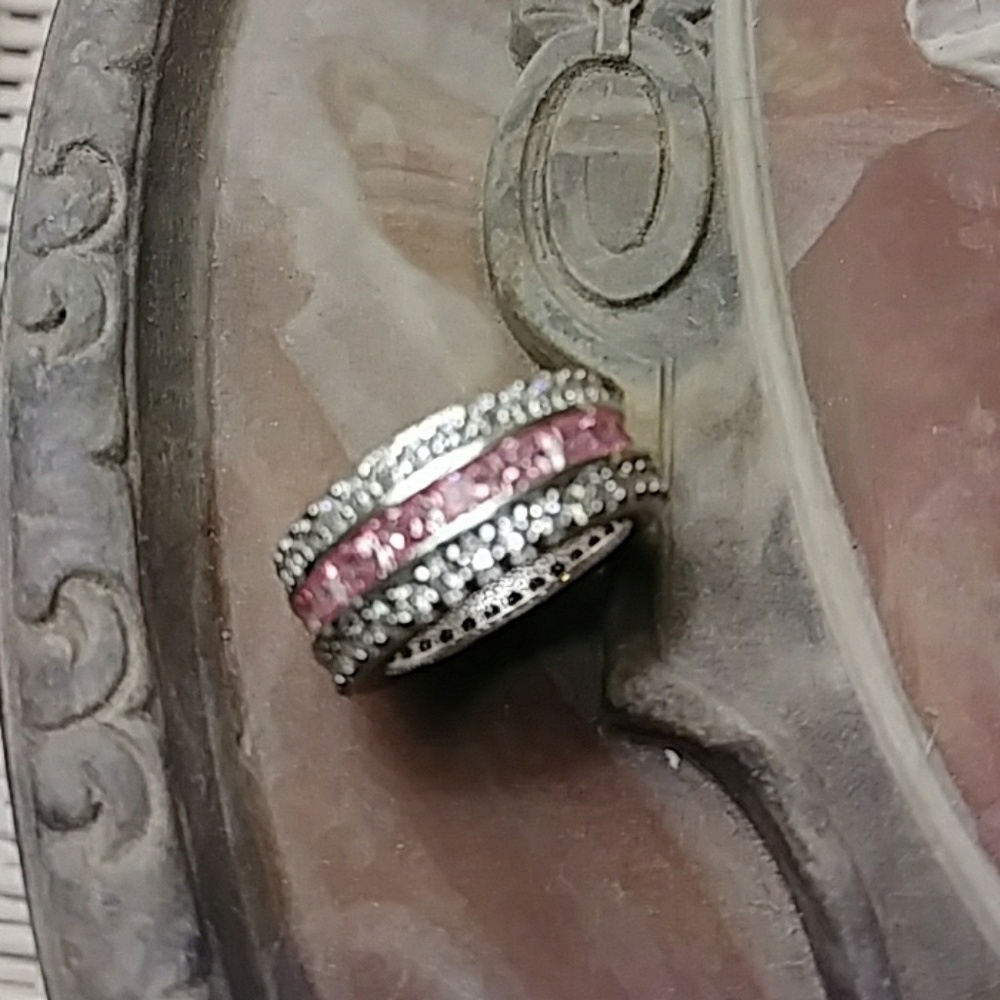 SIZE 5.5 sim. PINK  white sapphire eternity band - Picture 4 of 8